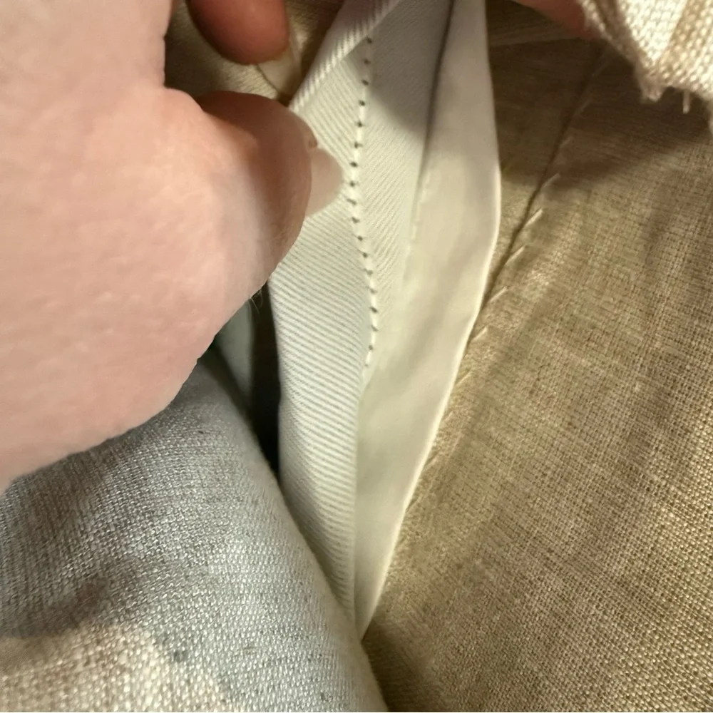 Quince European Linen Blackout Curtain Panel Flax Beige 96”x 108”